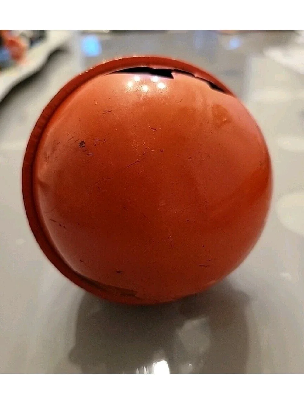 Vintage Large Halloween Jack o Lantern Pumpkin Jingle Bell w Glass Marble 3.75